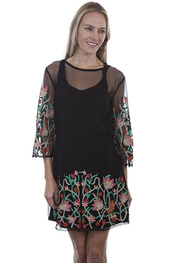 Black Honey Creek Southwest Inspired Dress with Embroidery-HC415 - Blanche's Place